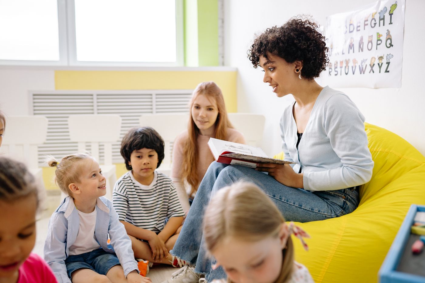 Children gathered for circle time